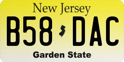 NJ license plate B58DAC