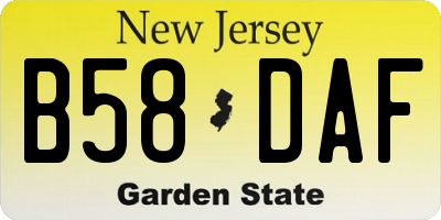 NJ license plate B58DAF