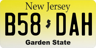 NJ license plate B58DAH