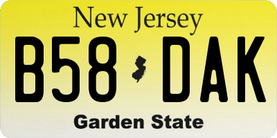 NJ license plate B58DAK