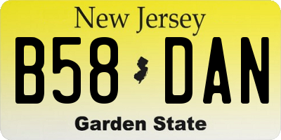 NJ license plate B58DAN