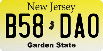 NJ license plate B58DAO