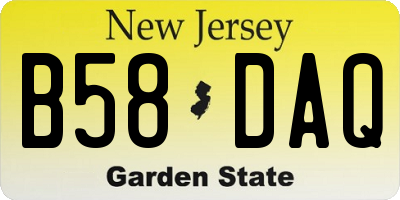 NJ license plate B58DAQ