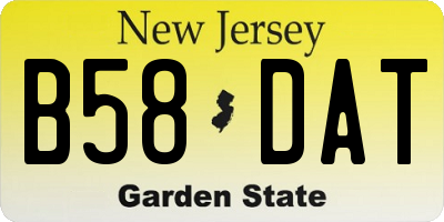 NJ license plate B58DAT