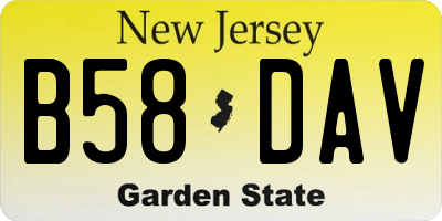 NJ license plate B58DAV