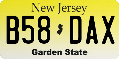 NJ license plate B58DAX