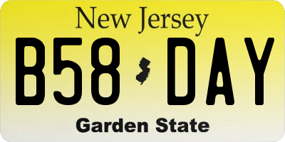 NJ license plate B58DAY