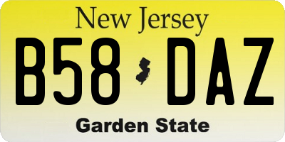 NJ license plate B58DAZ