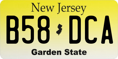 NJ license plate B58DCA