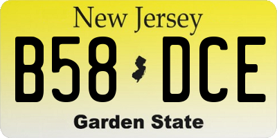 NJ license plate B58DCE