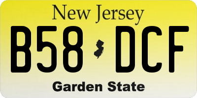 NJ license plate B58DCF