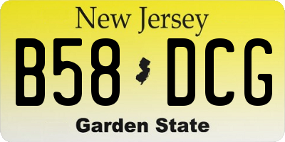 NJ license plate B58DCG