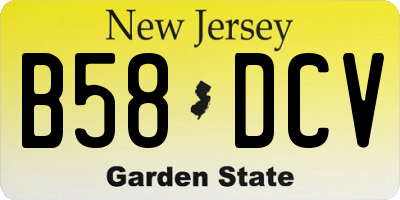 NJ license plate B58DCV