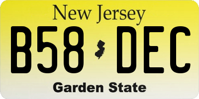 NJ license plate B58DEC