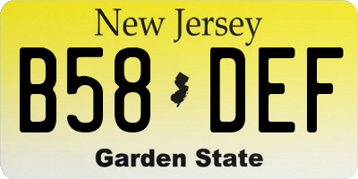 NJ license plate B58DEF