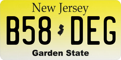 NJ license plate B58DEG