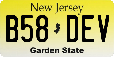 NJ license plate B58DEV