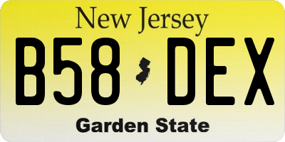 NJ license plate B58DEX
