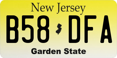 NJ license plate B58DFA