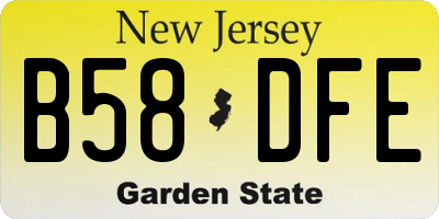 NJ license plate B58DFE