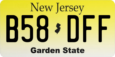 NJ license plate B58DFF