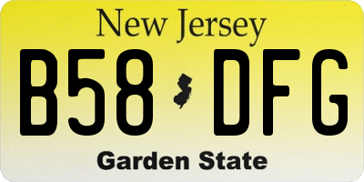 NJ license plate B58DFG