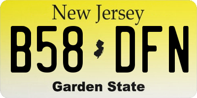NJ license plate B58DFN