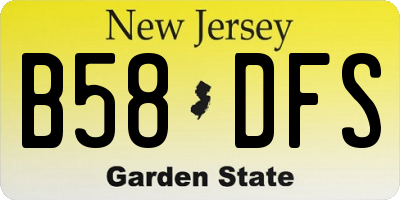 NJ license plate B58DFS