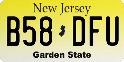 NJ license plate B58DFU
