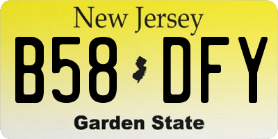 NJ license plate B58DFY