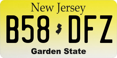 NJ license plate B58DFZ