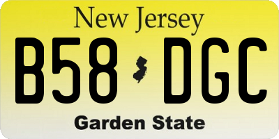 NJ license plate B58DGC
