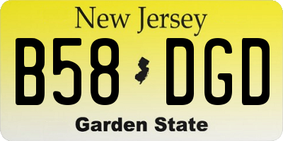 NJ license plate B58DGD