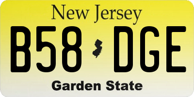 NJ license plate B58DGE
