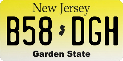 NJ license plate B58DGH