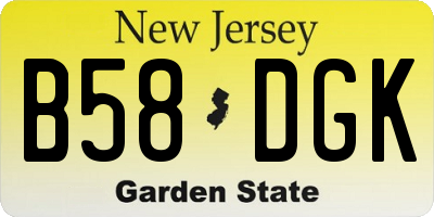 NJ license plate B58DGK