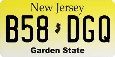 NJ license plate B58DGQ