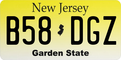 NJ license plate B58DGZ