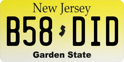 NJ license plate B58DID
