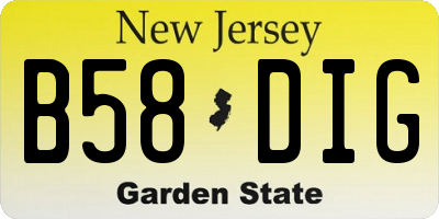 NJ license plate B58DIG