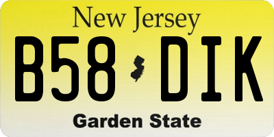 NJ license plate B58DIK