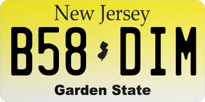 NJ license plate B58DIM