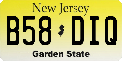NJ license plate B58DIQ