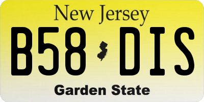 NJ license plate B58DIS