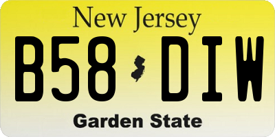 NJ license plate B58DIW