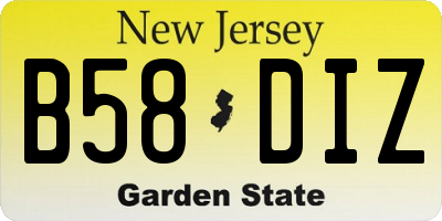 NJ license plate B58DIZ