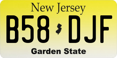 NJ license plate B58DJF