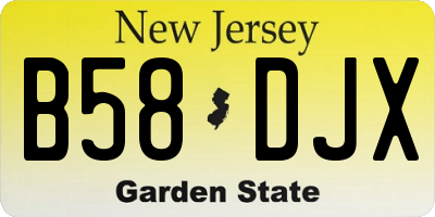 NJ license plate B58DJX