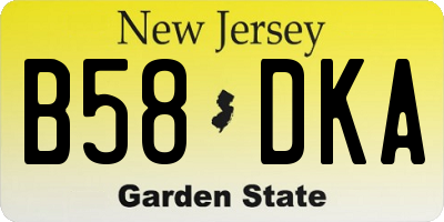 NJ license plate B58DKA