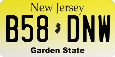 NJ license plate B58DNW